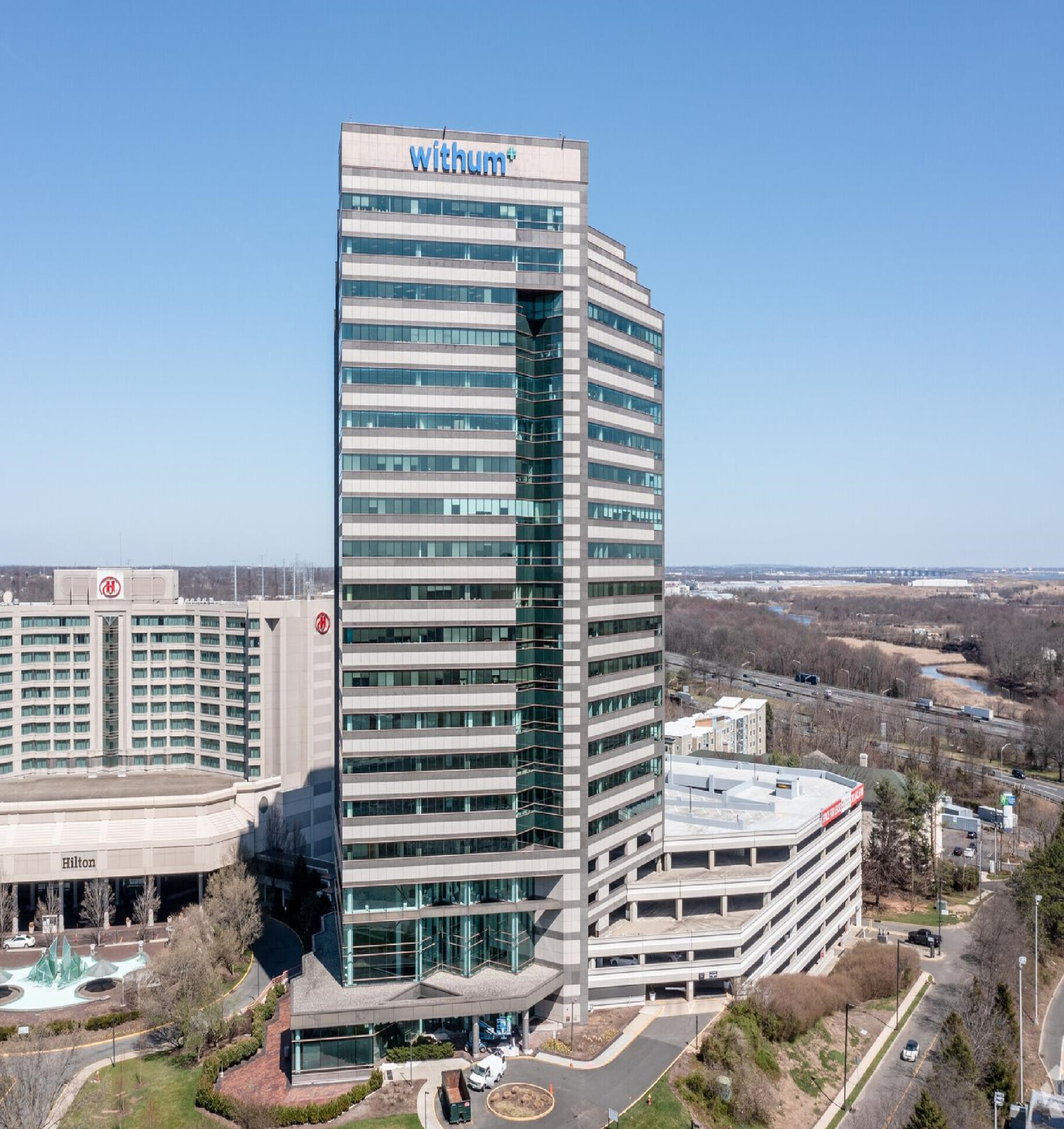 Exterior of the 24-story Tower Center office building in East Brunswick, New Jersey